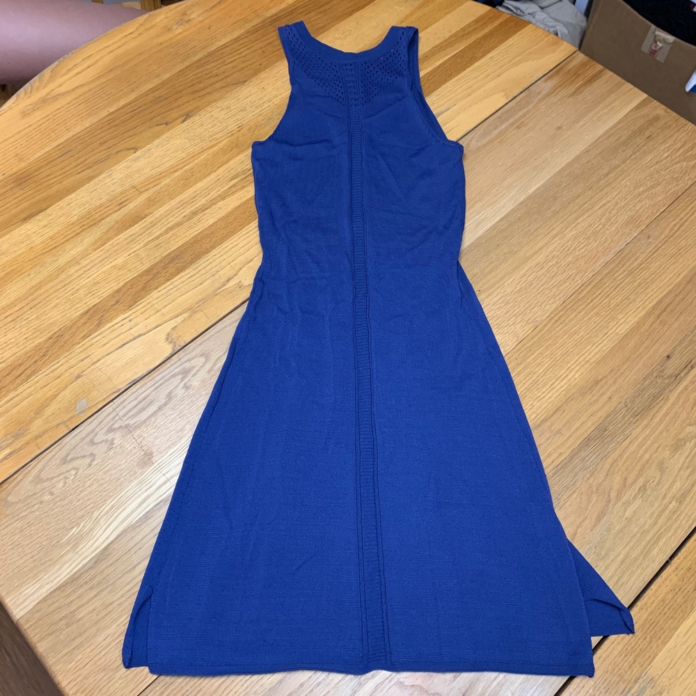 Krimson Klover Blue Pointelle Knit Sleeveless‎ A-Line Dress Women Small Cobalt